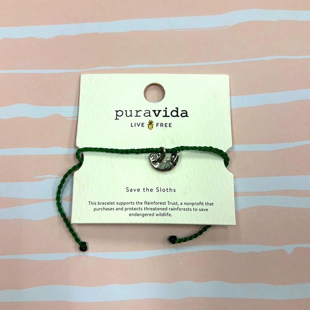 Pura Vida Charity Sloth charm bracelet